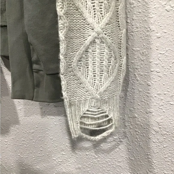 Vintage Havana Slouchy Oversized Cardigan Sweater Size S Green Ivory Knit Sleeve - Picture 3 of 6